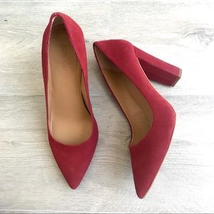 J Crew Red Suede Heels sz 9.5